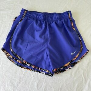 Nike Dri-Fit Womens Blue Vibrant Trim Tempo Running Activewear Shorts Size XS